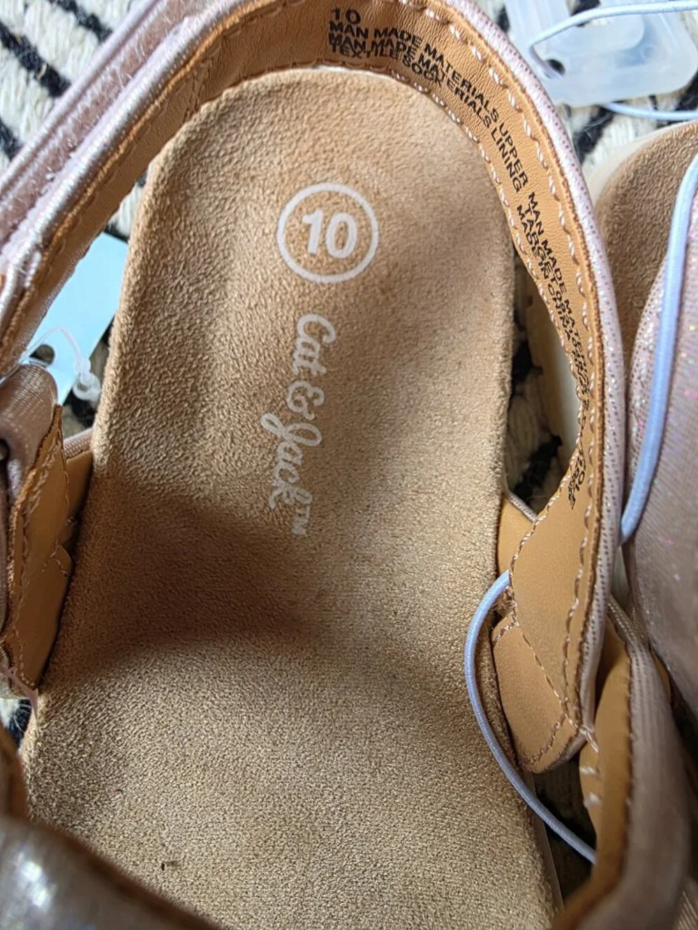 NWT Size 10 Cat & Jack Shimmery Pink Sandals, Hook & Loop Closure